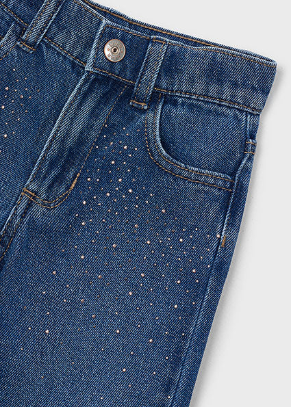 Mayoral Denim Pants with Sparkle Detail - Medium Denim