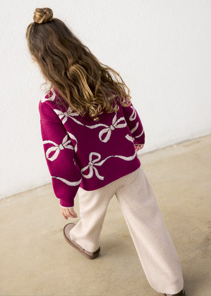 Mayoral Long Trouser Set - Raspberry with Bows