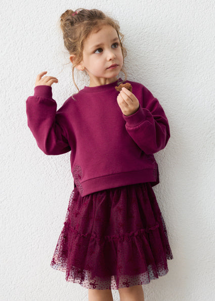 Mayoral Sweater and tulle Skirt Set - Raspberry