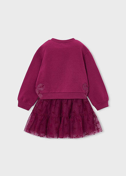 Mayoral Sweater and tulle Skirt Set - Raspberry