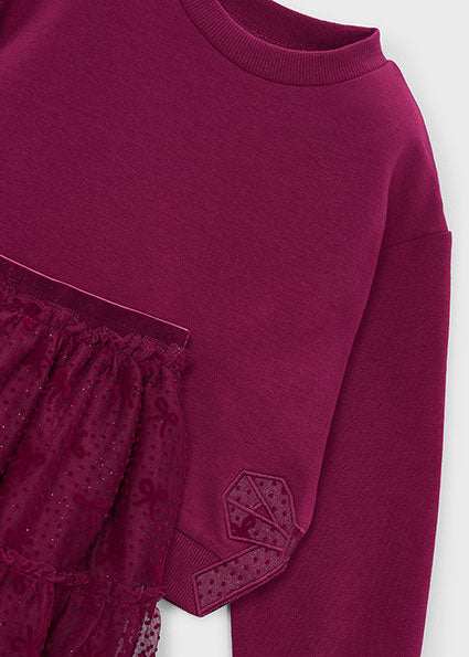 Mayoral Sweater and tulle Skirt Set - Raspberry