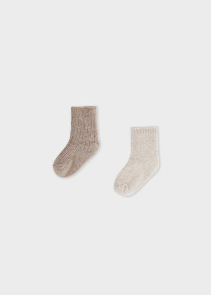 Mayoral 2pc Dressy Socks - Heathered Mocha