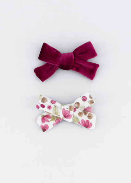 Mayoral 2pc Bow Hairclip - Raspberry