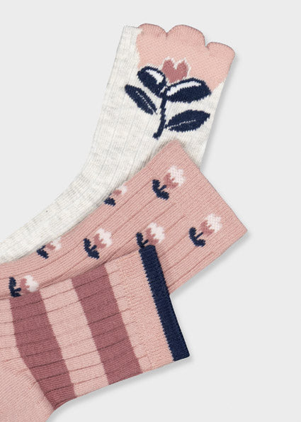 Mayoral 3pc Floral Sock Set - Pastel