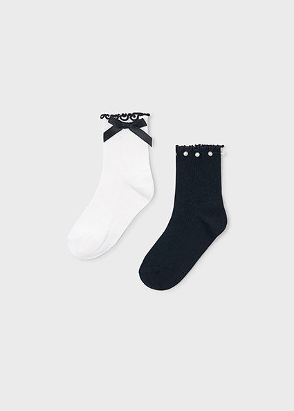 Mayoral 2pc Bow Sock Set - Black