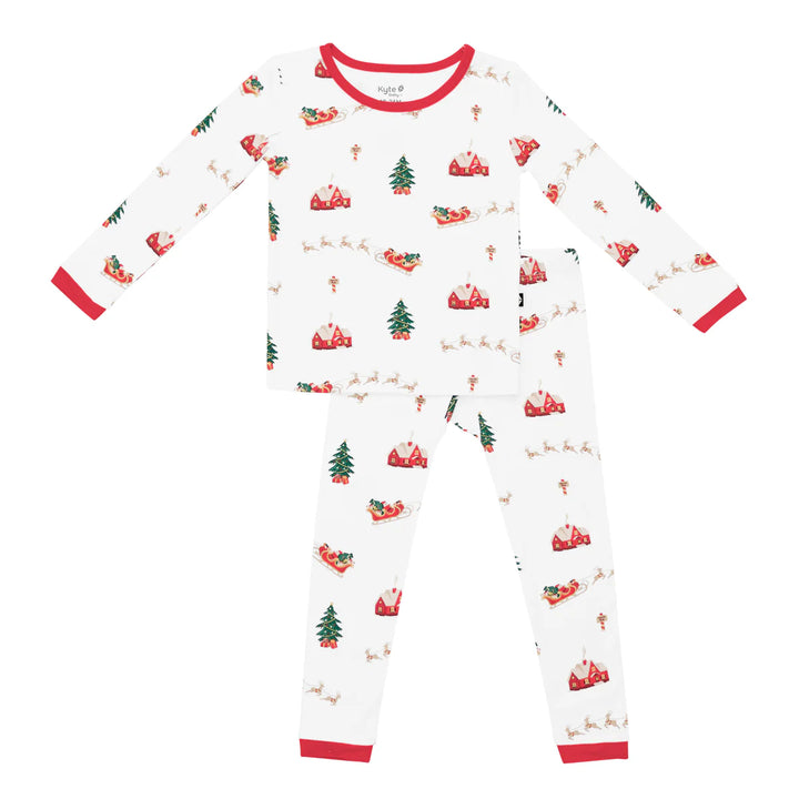 Kyte Baby Long Sleeve Toddler Pajama Set - Santa Sleigh