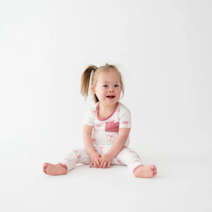Kyte Baby Short Sleeve with Pants Pajama Set - Bow
