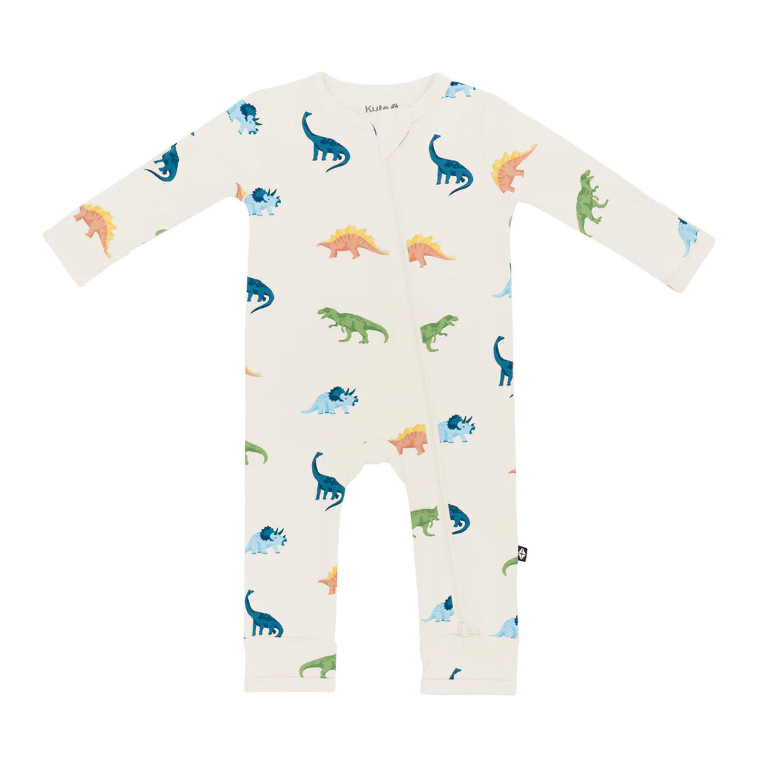Kyte Baby Zippered Romper - Ecru Roar