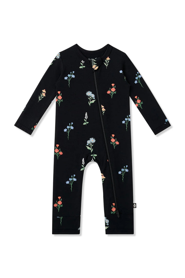 Kyte Baby Zippered Romper - Midnight Wildflower