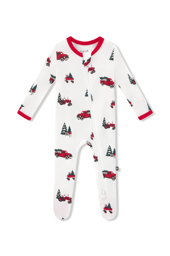 Kyte Baby Zippered Footie - Holiday Tree Farm