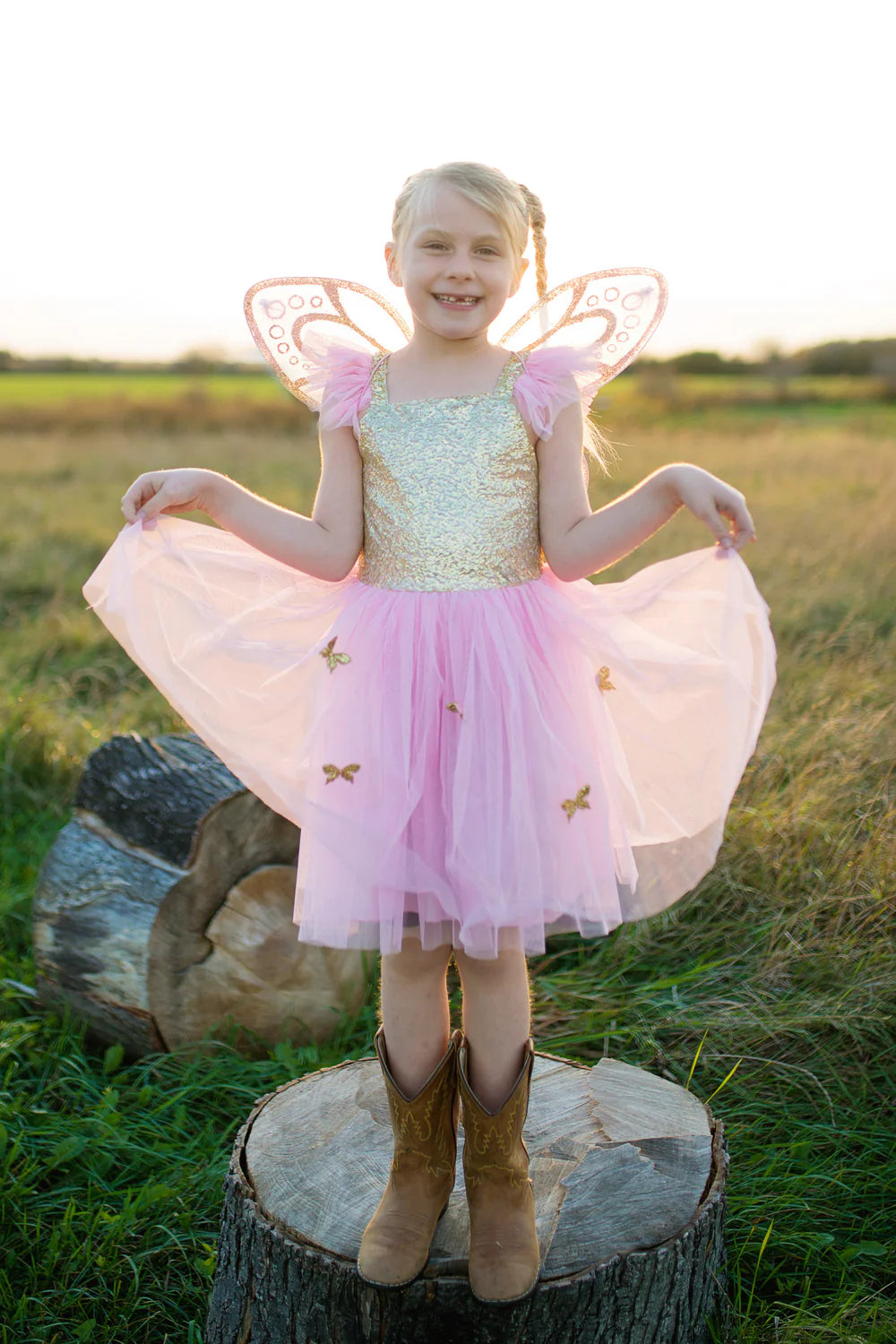 Great Pretenders Gold Sequins Butterfly Dress with Wings
