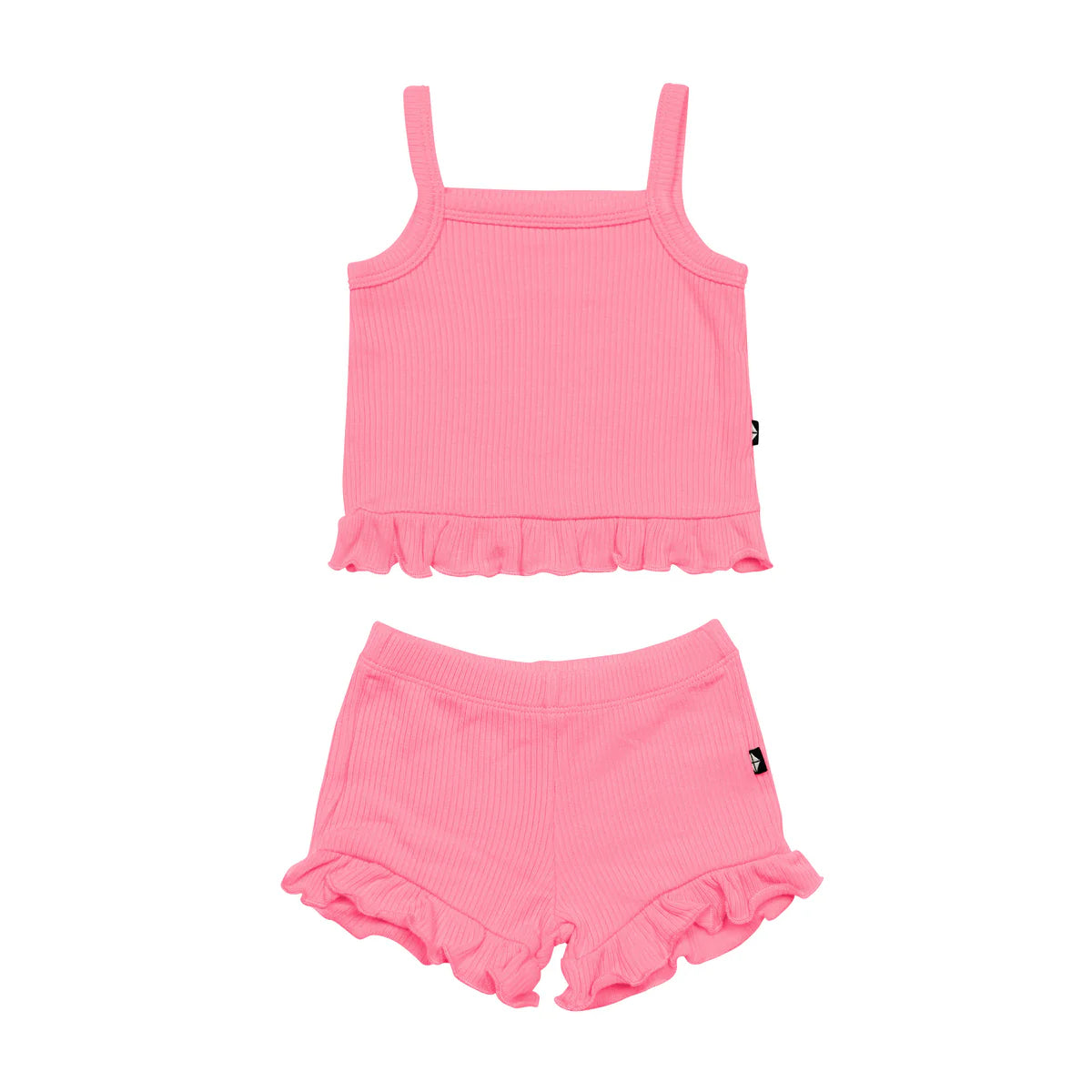 Kyte Baby Ribbed Ruffle Tank Set - Guava Kyte Baby Ribbed Ruffle Tank Set - Guava