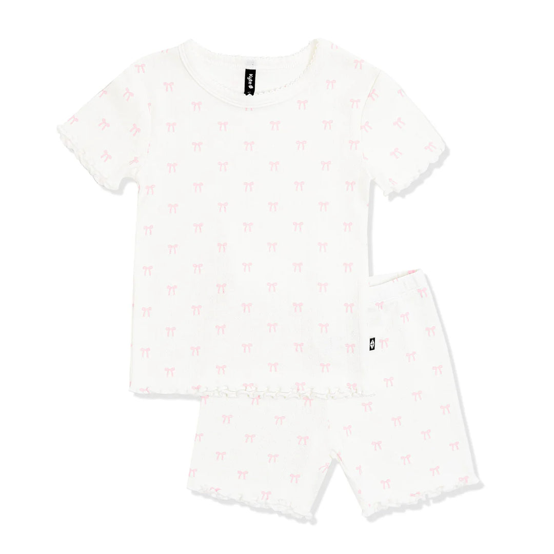 Kyte Baby Pointelle Short Sleeve Set - Sweet Pink Bow