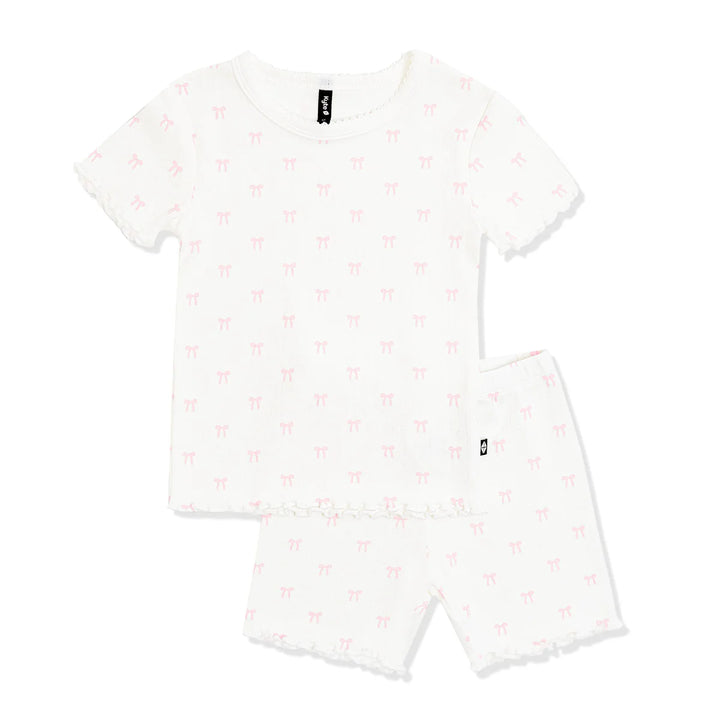 Kyte Baby Pointelle Short Sleeve Set - Sweet Pink Bow