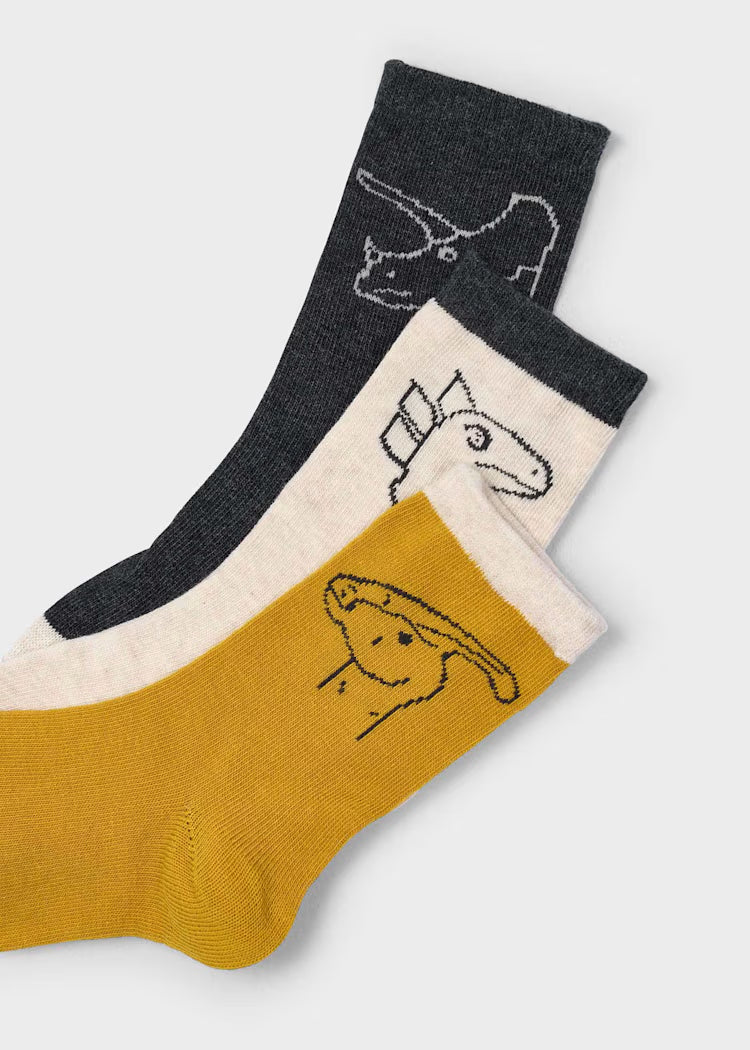 Mayoral Socks Set - 3 Pairs Mustard