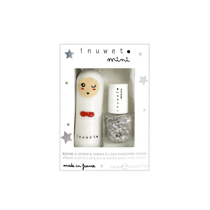 Inuwet Duo - Lip Balm/ Nail Polish - Top Coat Stars/ Cotton Candy
