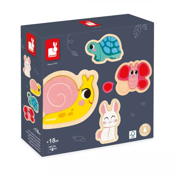 Janod 4 Progressive Puzzles - Garden Janod 4 Progressive Puzzles - Garden