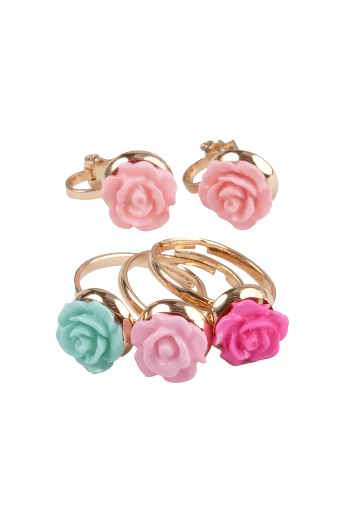 Great Pretenders Boutique Rose Rings &amp; Earring Set