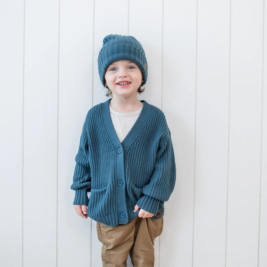 Kyte Baby Chunky Knit Oversized Cardigan - Atlantic