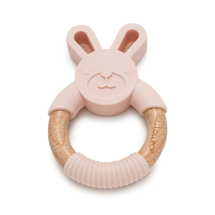 LouLou Lollipop Silicone and Wood Teething Rings - Bunny