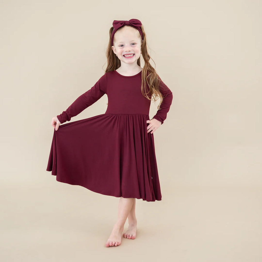 Kyte Baby Long Sleeve Twirl Dress - Burgundy