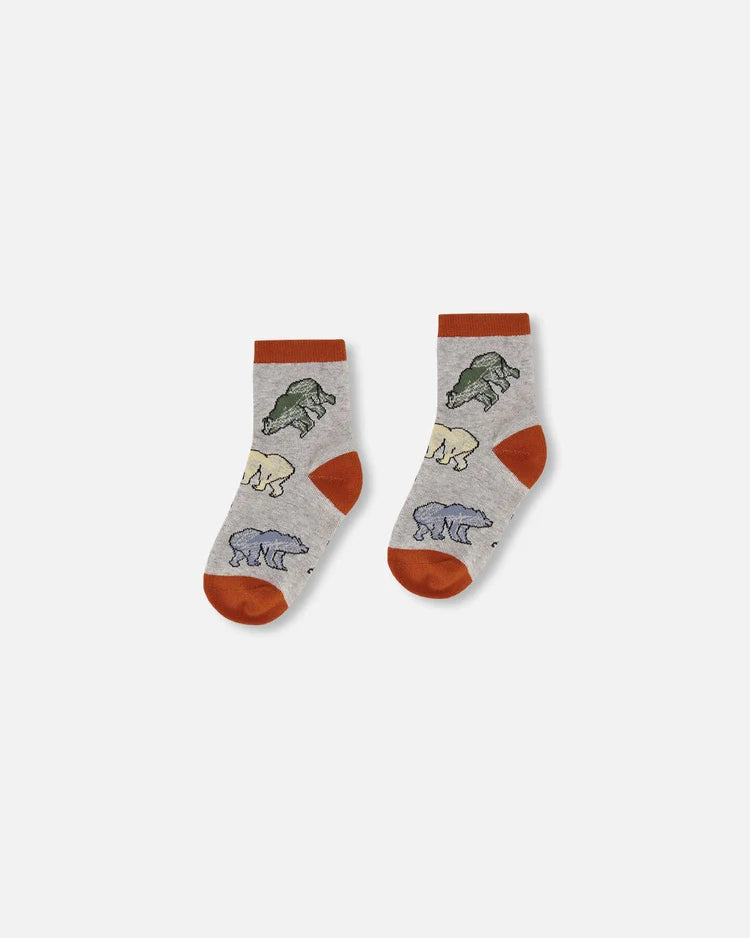 Deux Par Deux Jacquard Socks - Anthracite