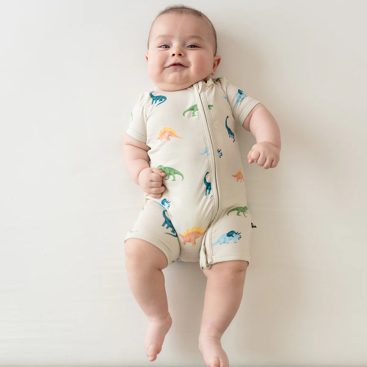 Kyte Baby Zippered Shortall - Ecru Roar