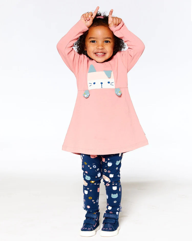 Deux Par Deux Printed Tunic & Leggings Set - Cat Deux Par Deux Printed Tunic & Leggings Set - Cat