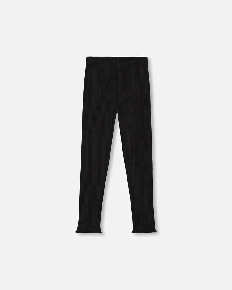 Deux Par Deux Ribbed Leggings - Black