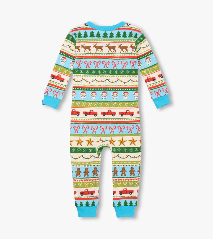 Hatley Fun Fair Isle Cotton Coverall - Blue