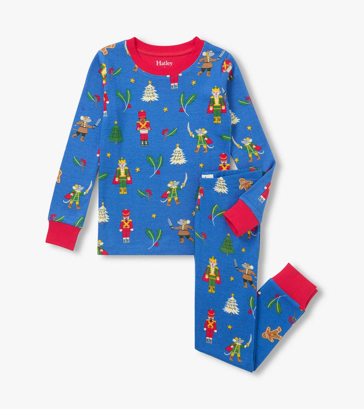 Hatley Cotton Rib Pajama Set - Blue Nutcracker