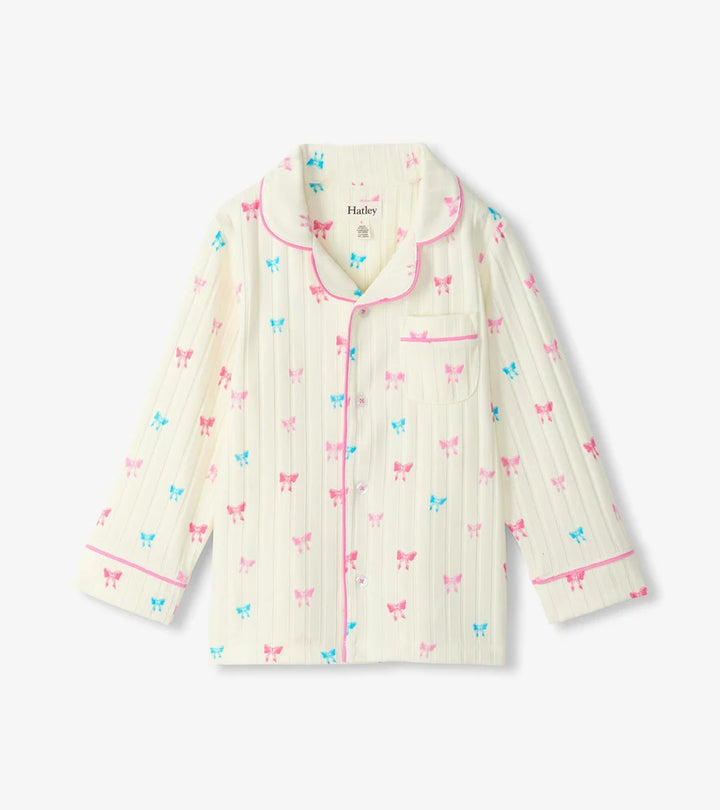 Hatley Relaxed Fit Button Down Pajama Set - Tiny Bows