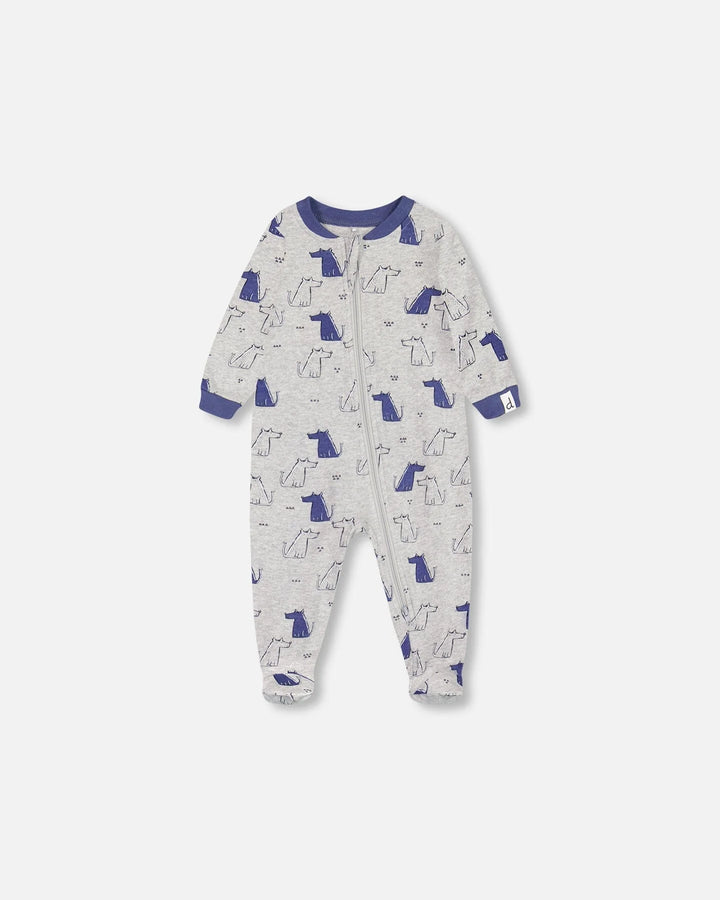 Deux Par Deux Organic Cotton One Piece Pajama - Printed Dogs