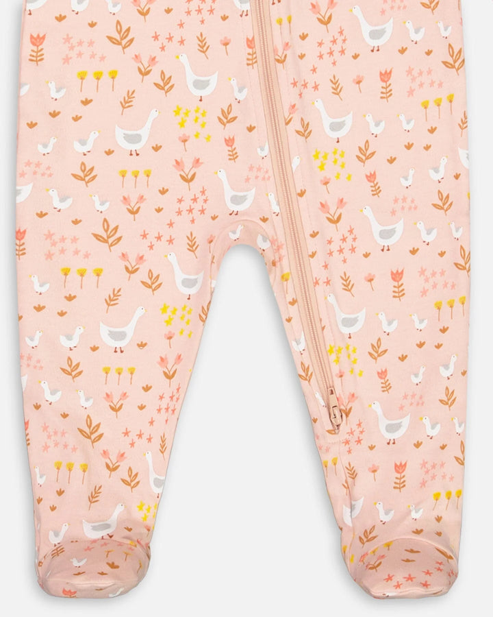 Deux Par Deux Organic Cotton One Piece Pajama - Printed Goose