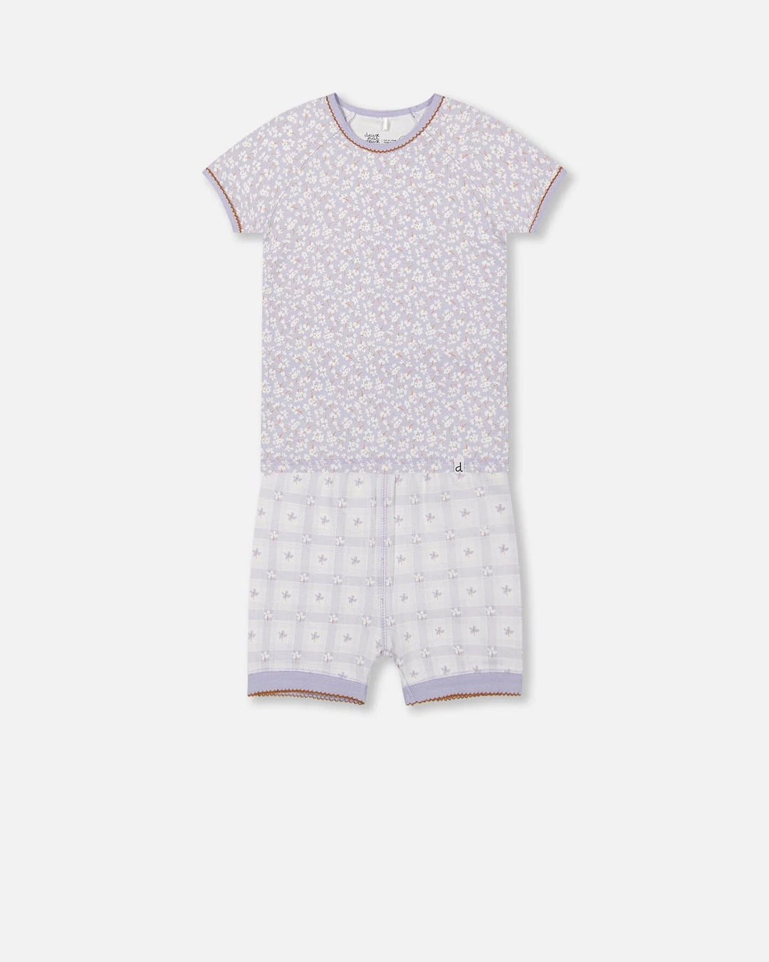 Organic Cotton Two Piece Pajama Set Lilac Printed Little Flowers 5