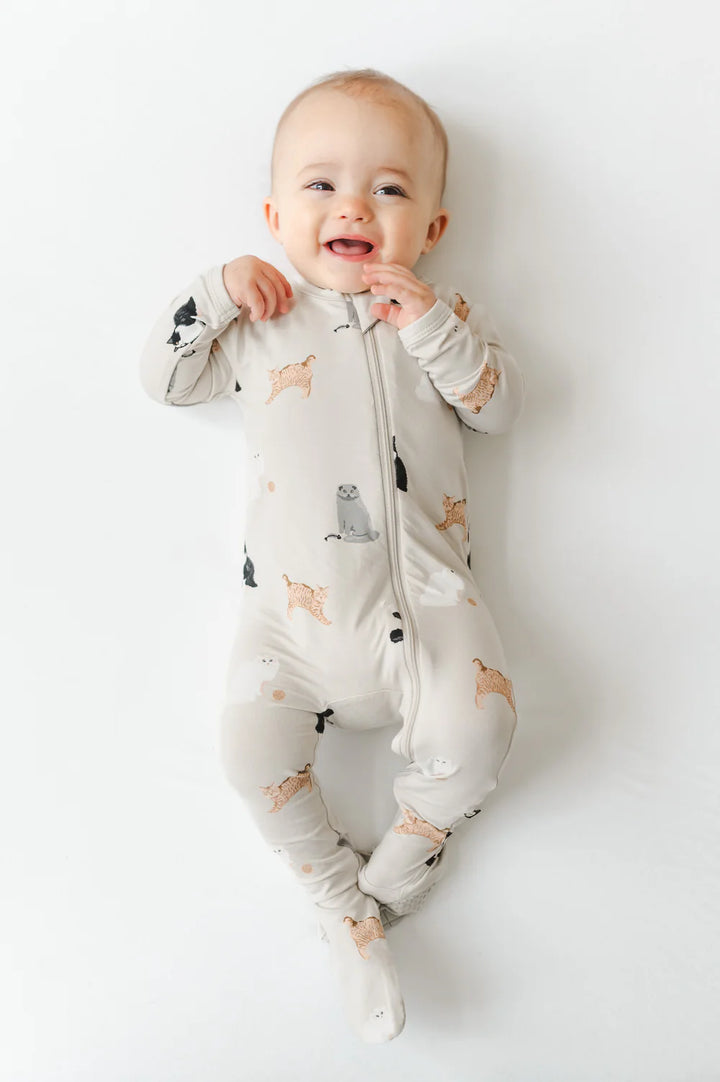 Kyte Baby Zippered Footie - Fluffy Cat