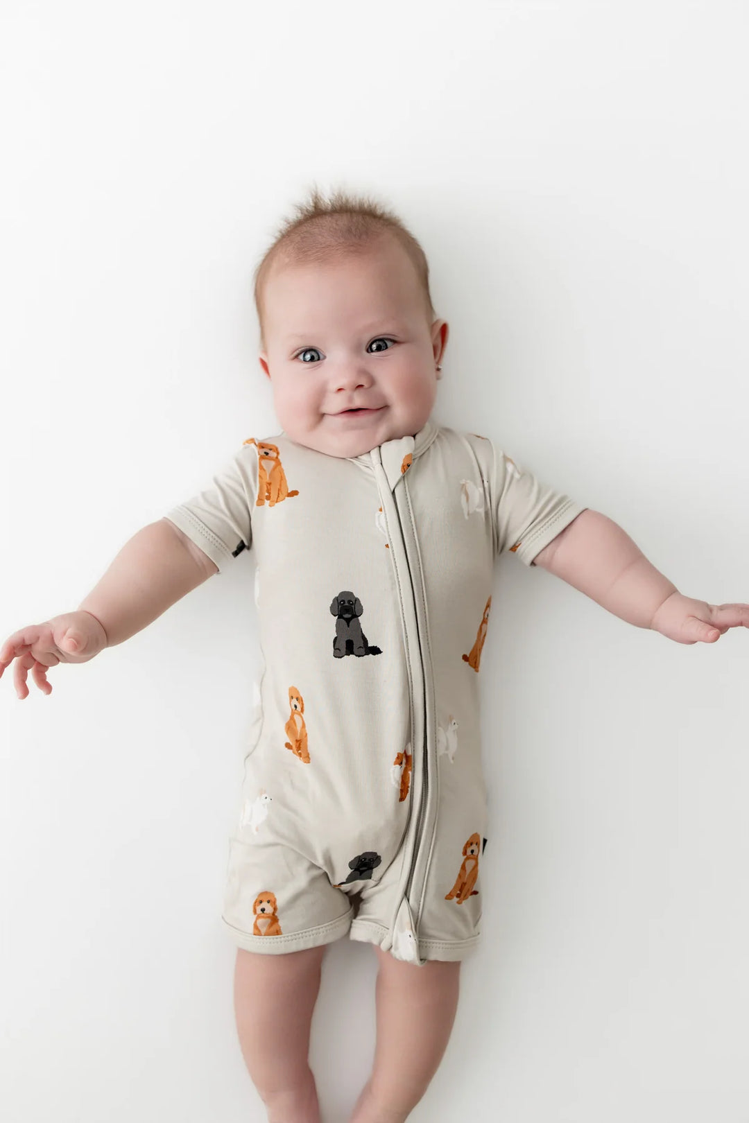 Kyte Baby Zippered Shortall Romper - Fluffy Dog