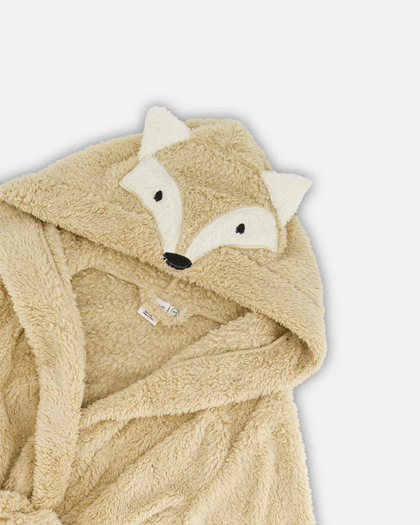 Deux Par Deux Plush Bathrobe - Tan Fox Deux Par Deux Plush Bathrobe - Tan Fox
