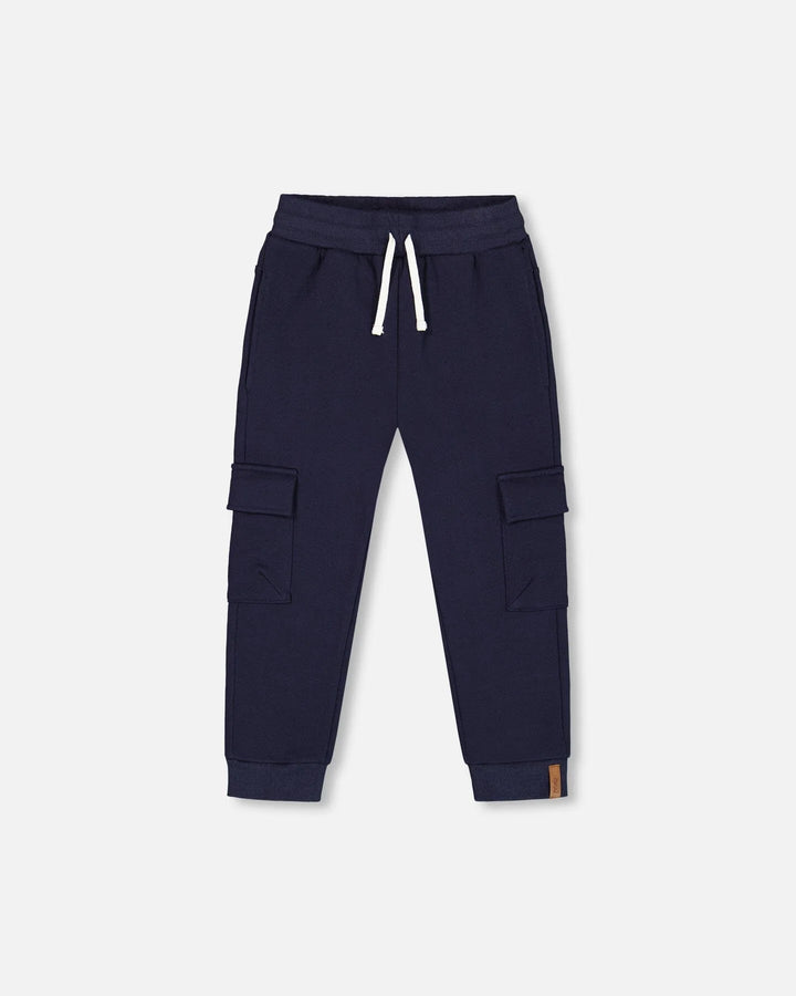 Deux Par Deux Fleece Sweatpants with Cargo Pockets - Peacoat/Navy