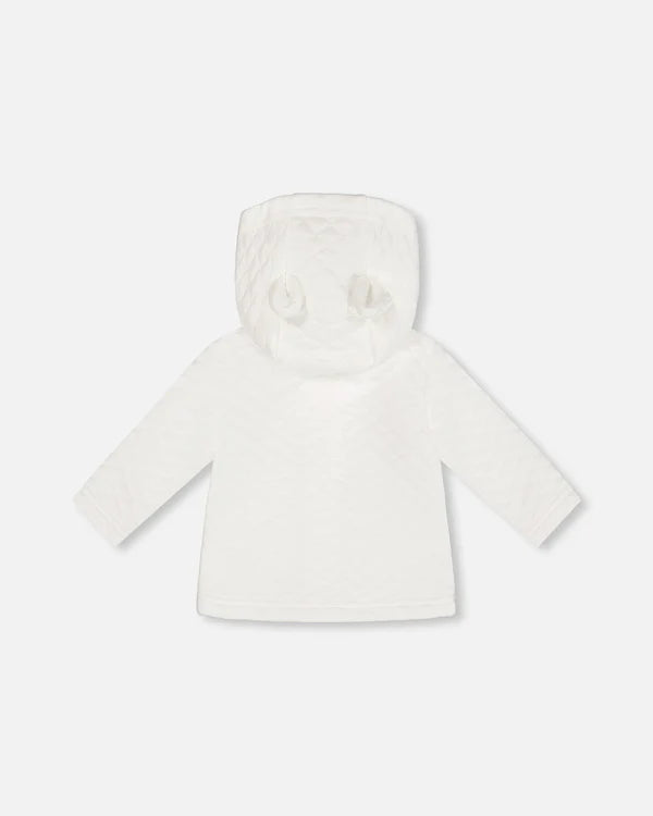 Deux Par Deux Quilted Jacket With Hood - White