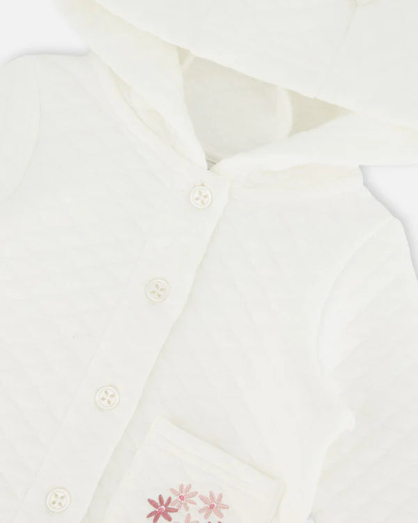 Deux Par Deux Quilted Jacket With Hood - White