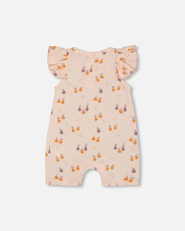 Deux Par Deux Muslin Romper - Printed Pear