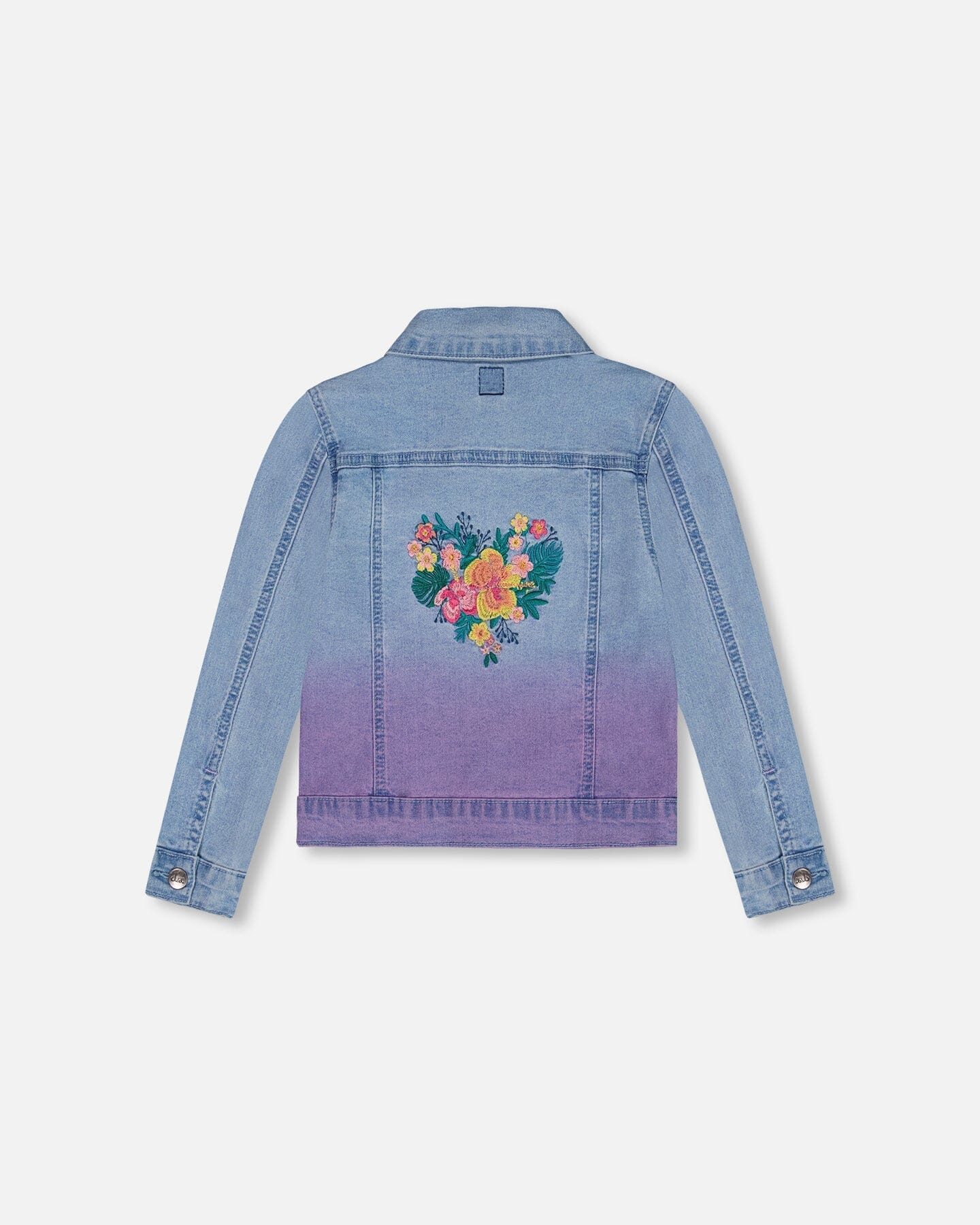 Deux Par Deux Jean Denim Jacket With Embroidery - Floral Light Blue Denim Deux Par Deux Jean Denim Jacket With Embroidery - Floral Light Blue Denim