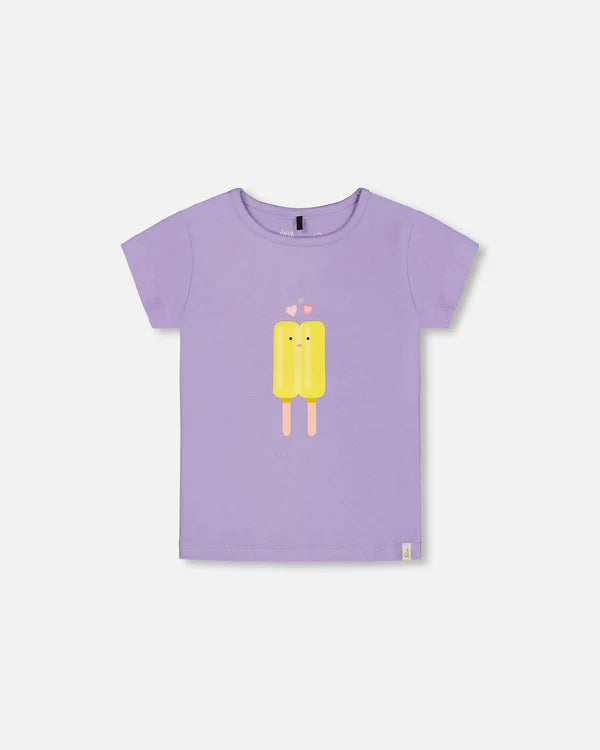 Deux Par Deux Organic Cotton Tee - Lavender Popcicle