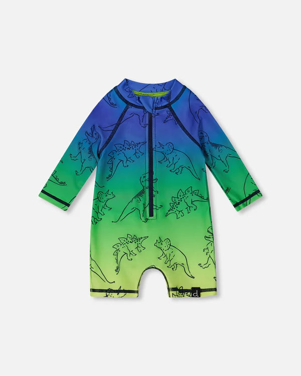 Deux Par Deux Long Sleeve One Piece Rashgaurd - Dino