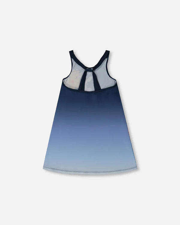Deux Par Deux Printed Beach Dress Mood Indigo - Navy Flowers