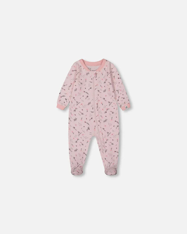 Deux Par Deux Organic Cotton One Piece Pajama - Printed Pastel Fields