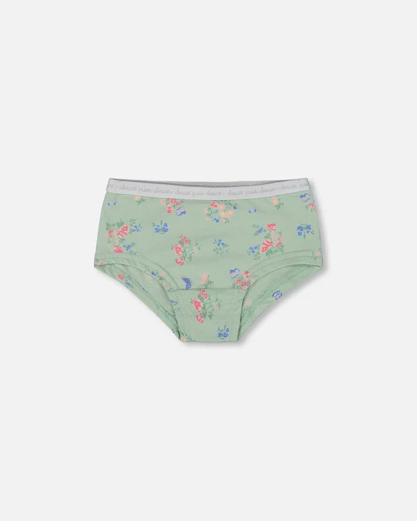 Deux Par Deux Boyshort Panty - Printed Flowers and Butterflies