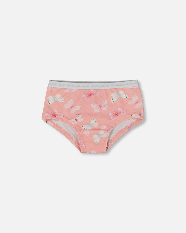 Deux Par Deux Boyshort Panty - Printed Pink Butterflies