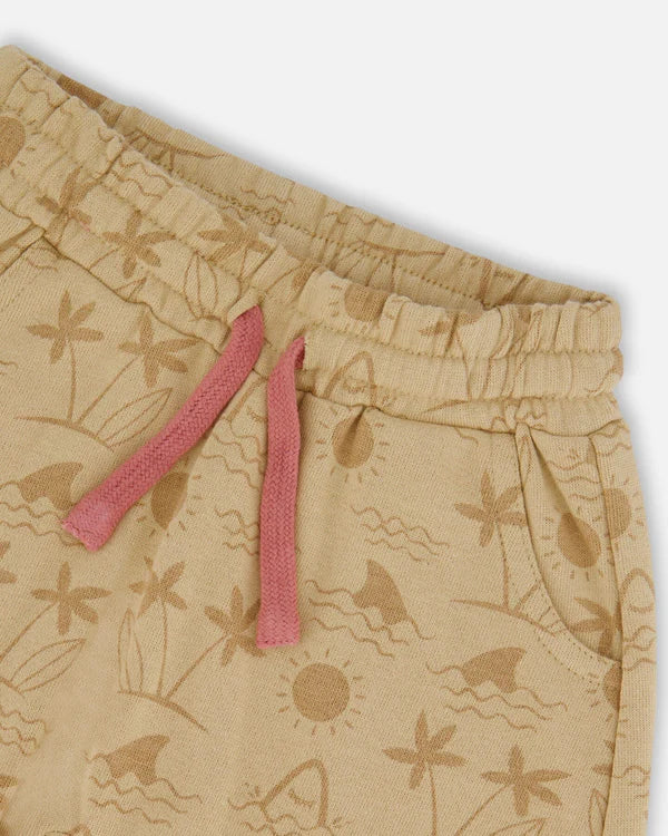 Deux Par Deux Short Sleeve Tee &amp; Terry Short Set - Printed Shark &amp; Van